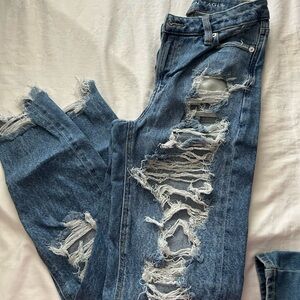 American Eagle Outfitters Ripped Blue Boyfriend Jeans